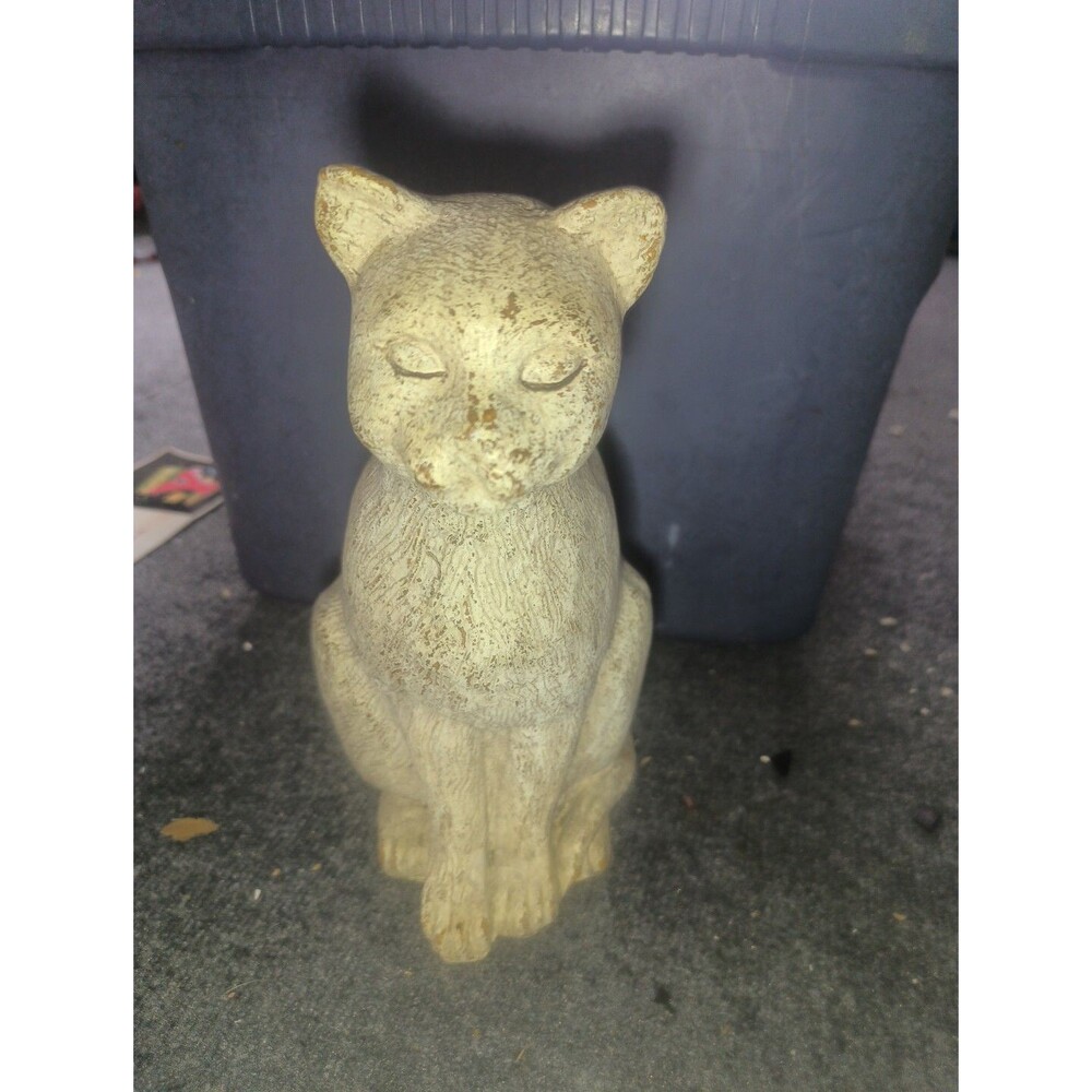 Vintage La Scala Hand Pressed 11.5” White Cat Statue Figurine Recycled Fibers